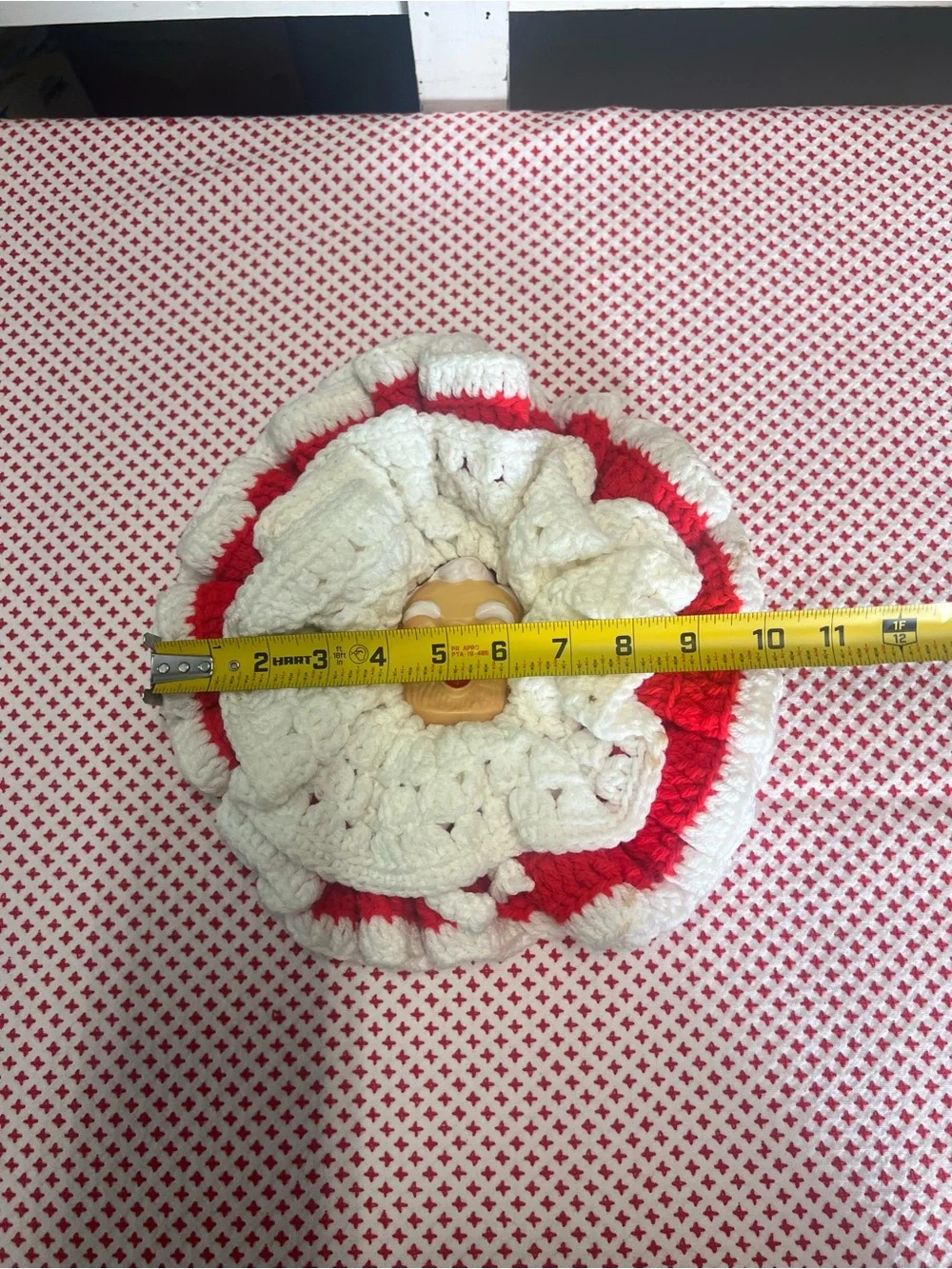 Vintage Santa face decor crocheted holiday Christmas kitch grandma core retro